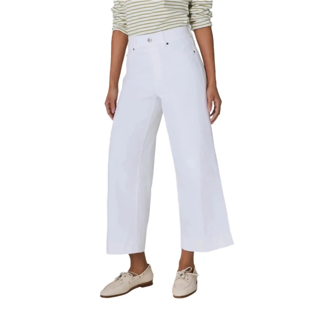 Spanx High Rise Cropped Wide Leg Pull-on Jeans in white Sz L - Picture 2 of 8